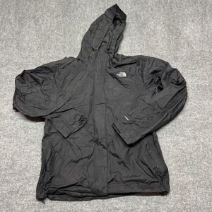 The North Face Jacket Womens Large Black HyVent Hooded Rain Shell Zip Outdoor